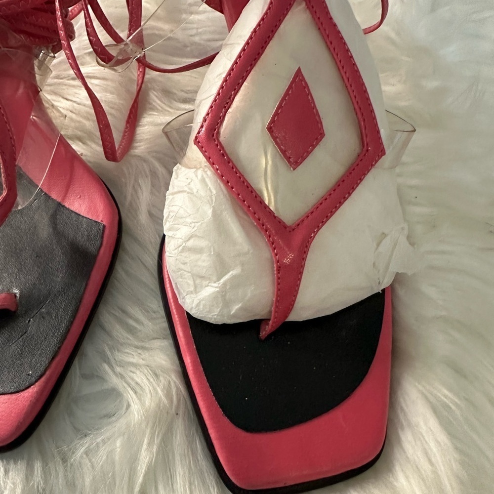 Pink Lace-Up Sandals - Picture 2 of 7